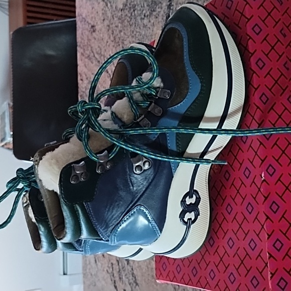 Tory Burch - Leather Color block Hiking boots - Picture 2 of 7